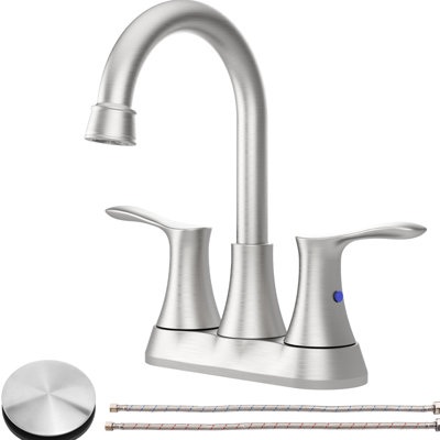 2 robinets de lavabo pour salle de bain en nickel brossé - robinet de lavabo avec bonde escamotable débit de 1,5 gallon par minute, métal robuste, débit d'alimentation pour installation par l'utilisateur, facile à obtenir