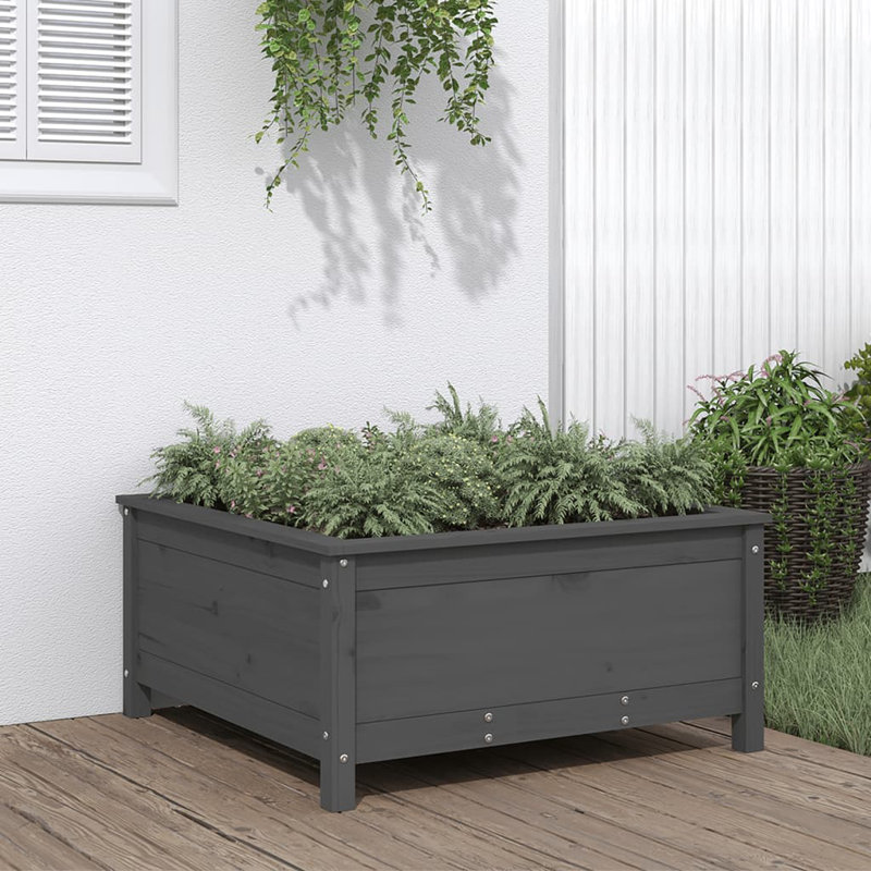 Bojana Wood Pot Planter, Pine, Grey, 39cm H x 82.5cm W x 82.5cm D