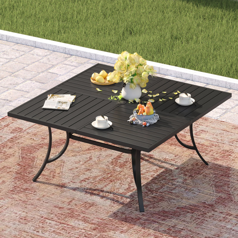 Très grande table de salle à manger pour 8 personnes avec trou pour parasol 59 po, Black