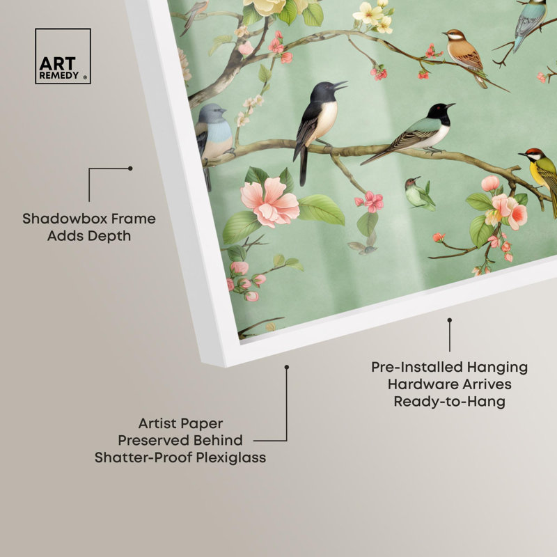 «Restful View Shadowbox Print Vintage Art» par Art Remedy, H 11 po x l 16 po, Blanc
