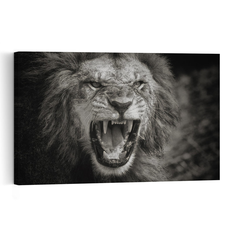Fierce Lion Roar Contemporary Wall Art Print, 60.96cm H x 91.44cm W