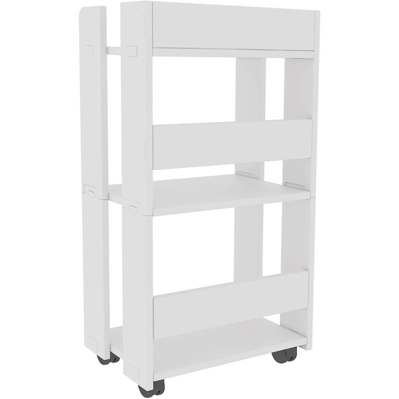 3-Tier Side Table With Wheels, Moveable Bookshelf, Multi-Functio...