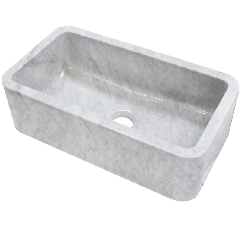 33" x 18" Carrara Marble Farmhouse Kitchen Sink