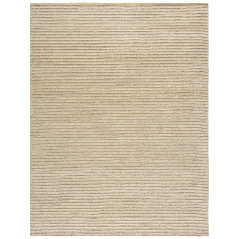Tadas Hand Tufted Wool/Pet Yarn Solid Color Rug in Ivory, Rectangle 8' x 10'