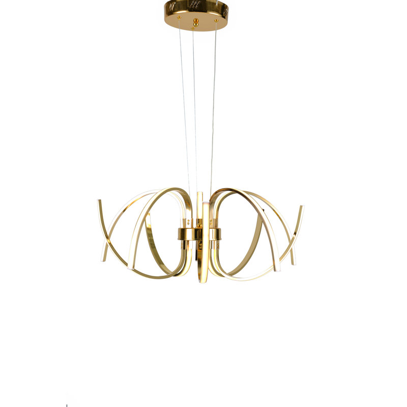 Lustre 10 lumières DEL en aluminium doré avec diffuseurs