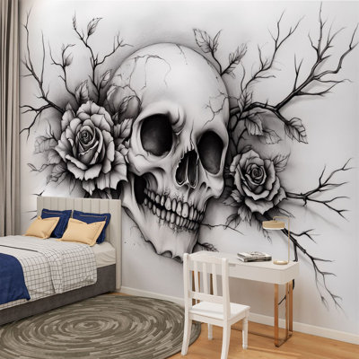 skull wallpaper for bedroom