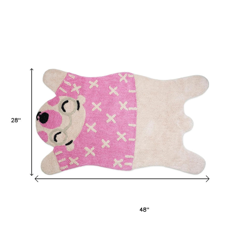 Tapis lavable beige et rose 2 pi x 4 pi