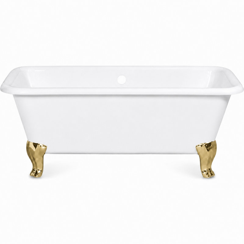 Baignoire rectangulaire en fonte avec pieds doubles The Charles by Strom Living, Laiton ultra enduit