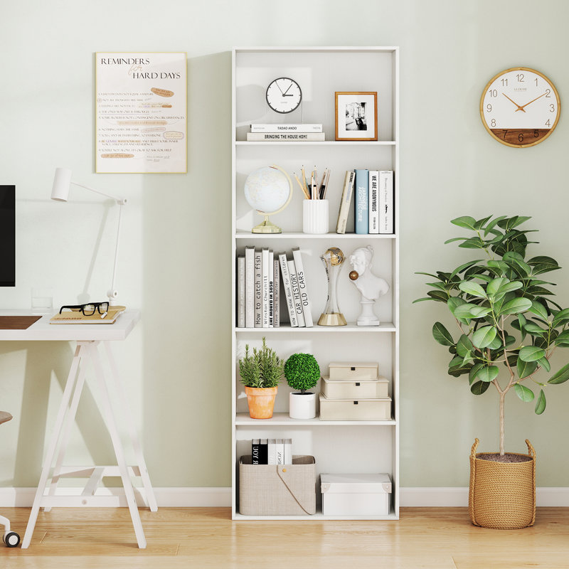  5-Tier Bookshelf Open Bookcase Freestanding Display Shelf Storage Organizer, 1