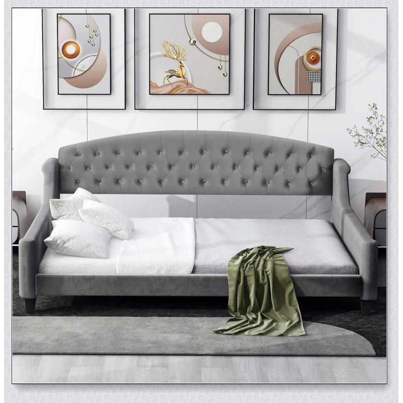 Modern Luxury Tufted Button Daybed, Gray, Full