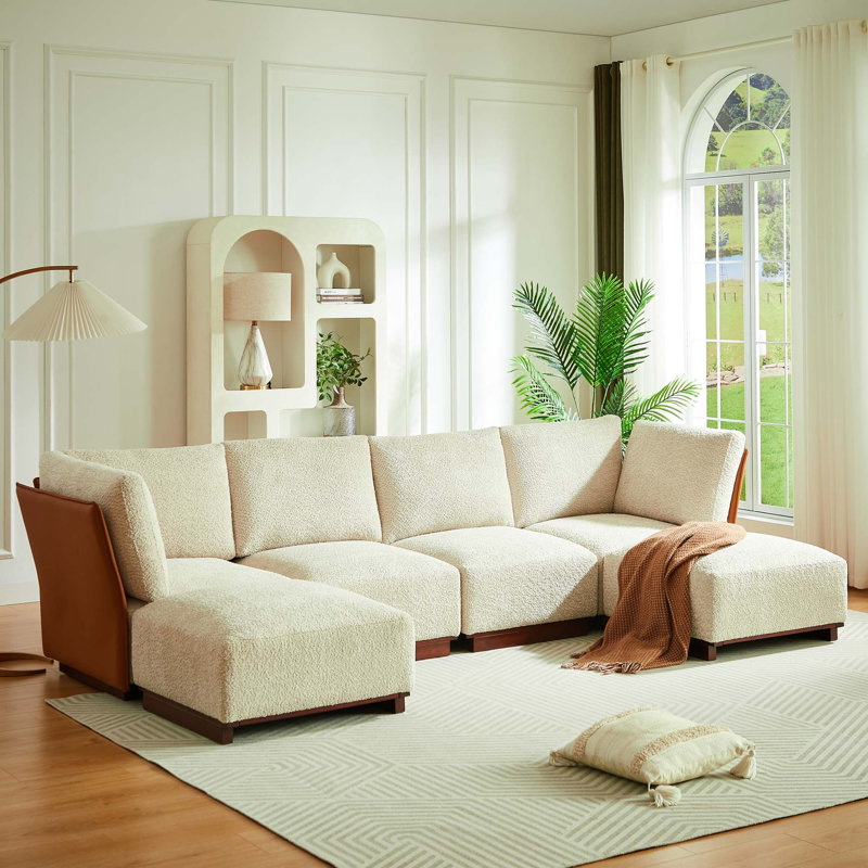 Canapé d'angle modulaire en boucle avec pouf, H 32 po x l 122 po x P 61 po, Symmetrical