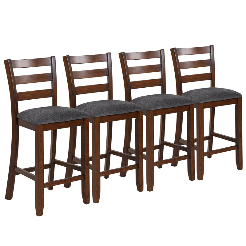 Japhet Upholstered Counter Stool with Solid Wood Frame, 4