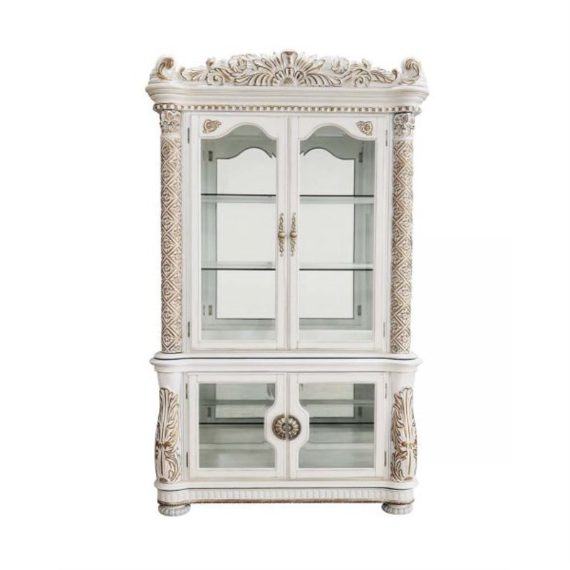 Industrial Black Metal Lighted Curio Cabinet with Glass Doors