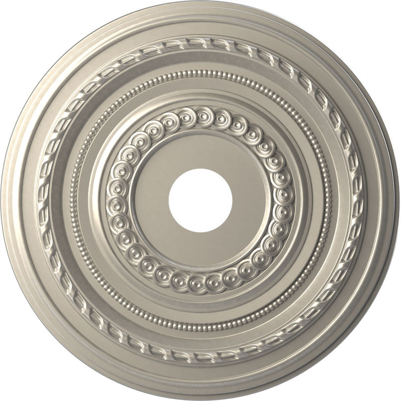 Médaillon Cole en PVC thermoformé pour plafond, Aluminium brillant, H 16 po x l 16 po x P 1 po