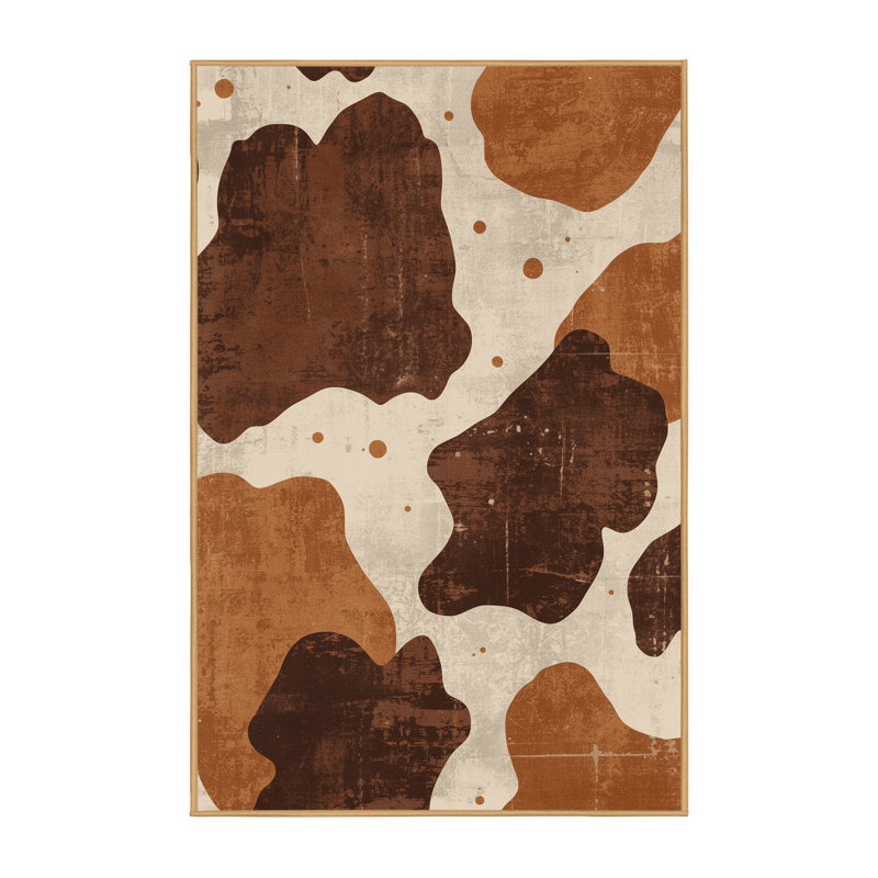 Machine Washable Pahola Rustic Vintage Look Rug in Brown – LightBrown Binding, 6 x 9
