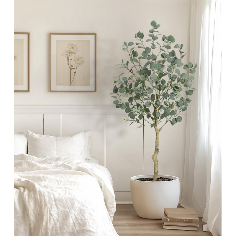 Eucalyptus artificiel avec feuilles de dollar argent