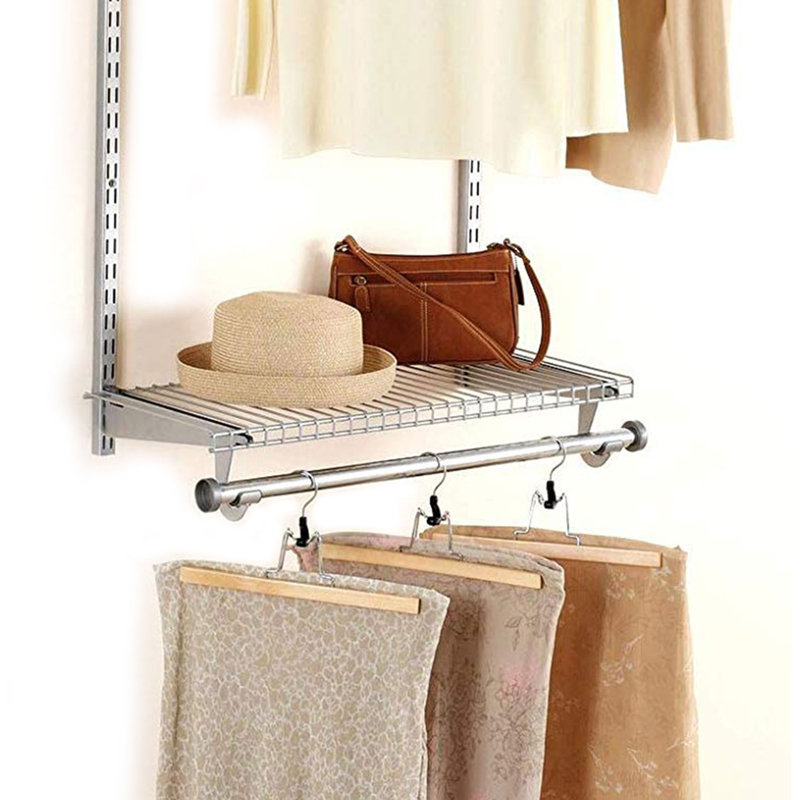 Rubbermaid Silver Adjustable Closet Shelving Kit with Hang Rod