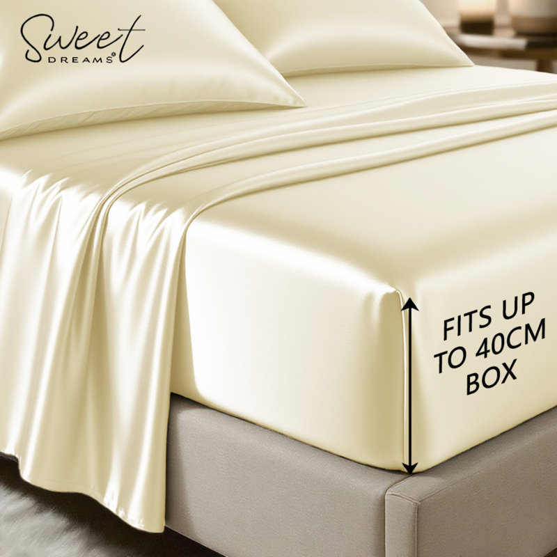 Silk Luxury Deep Box Fitted Sheet, Single (3'), Ivory