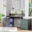 Bureau en L 67 po avec tiroirs et prise de courant, bureau d'ordinateur personnel avec support pour moniteur et armoire de rangement-1286815149
