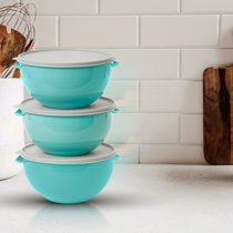 Hutzler 2, 3, and 4 L Melamine Mixing Bowl Set in Turquoise (Set of 3)