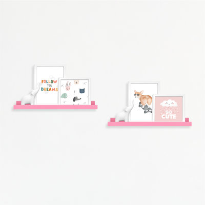 MCS Pink 23.75 Inch Painted Picture Ledge Set, Set Of 2