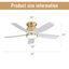 Ventilateurs de plafond encastrés de 42 pouces avec lumière DEL 22 W et 5 pales de ventilateur en ABS pour la chambre à coucher-1449529641