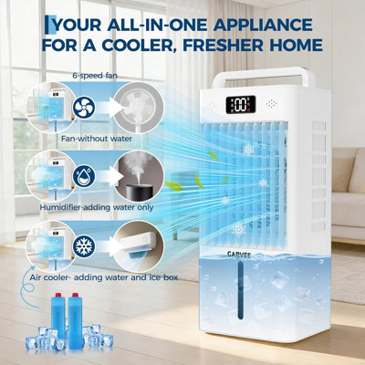 2.6 Gal Portable Evaporative Air Cooler Fan, With Remote Control