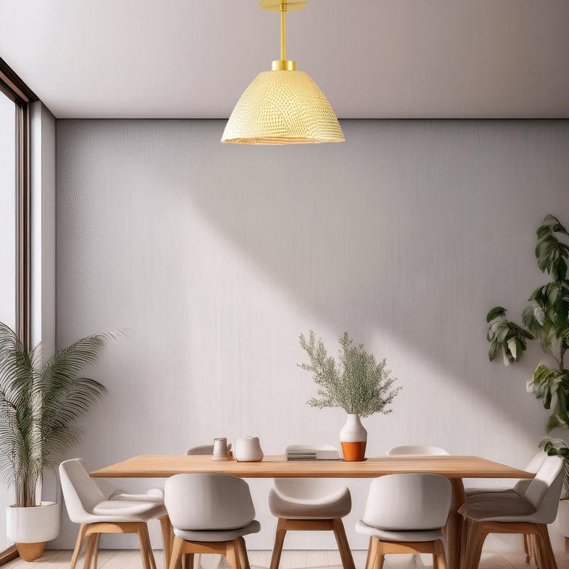 Metal Body Semi Flush Mount With Glass Cap, Gold