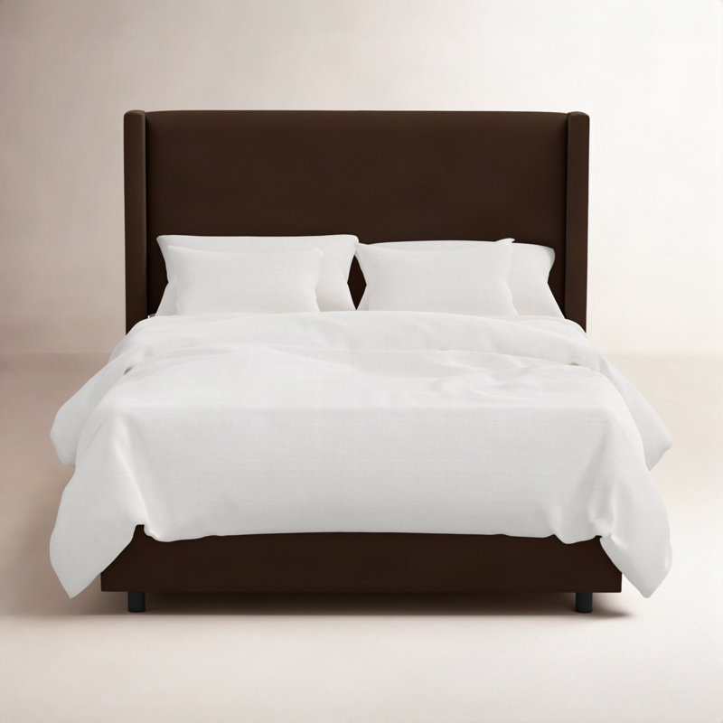 Lit tapissier standard Hanson, Très grand californien, Lin chocolat classique