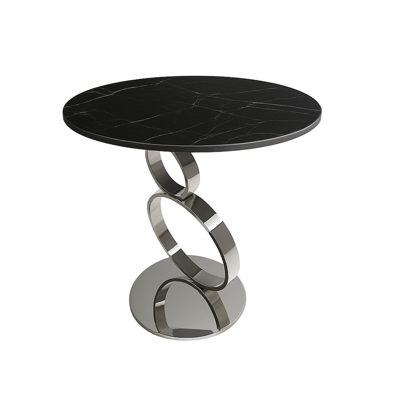 Tobias End Table, Black, Silver