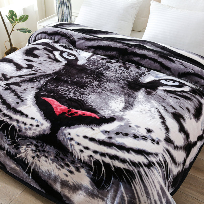 Couverture en faux suède très grand Merry Home, 87 po x 95 po, 10 lb, prête pour l'hiver, chaude et confortable, réversible à double couche, imprimés tigre et zèbre