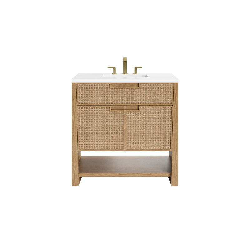 Solene 36'' W Single Vanity, White Zeus Quartz, 8" Widespread