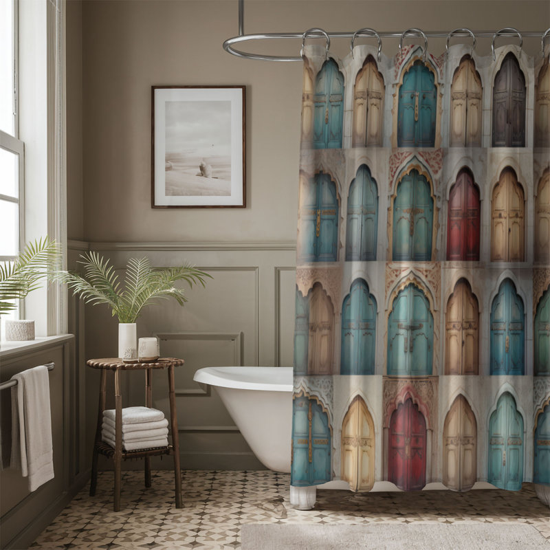 Caleyah Patchwork Shower Curtain, 74"H x 71"W