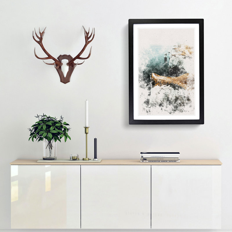 Old Harry Rocks in Dorset - Picture Frame Painting Print, 87cm H x 62cm W x 2cm D, Black Framed