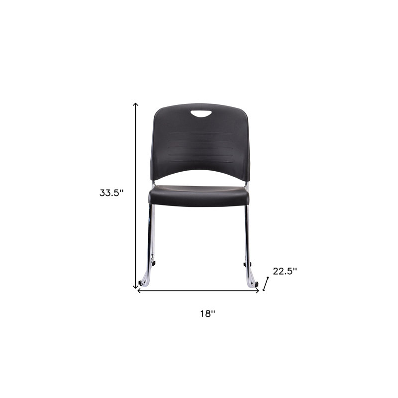 (Set of ) Four Plastic Office Chair, Navy