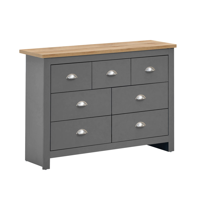 Aquitaine 112cm W 7 - Drawer Chest of Drawers, Grey