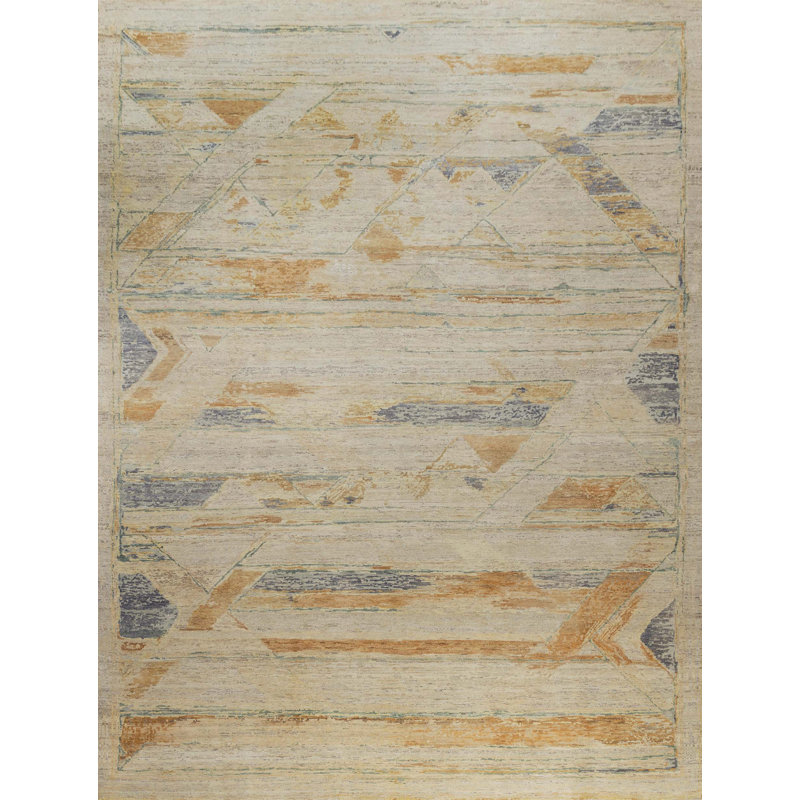 Tapis rectangulaire en laine noué à la main, Rectangle 12 pi x 15 pi