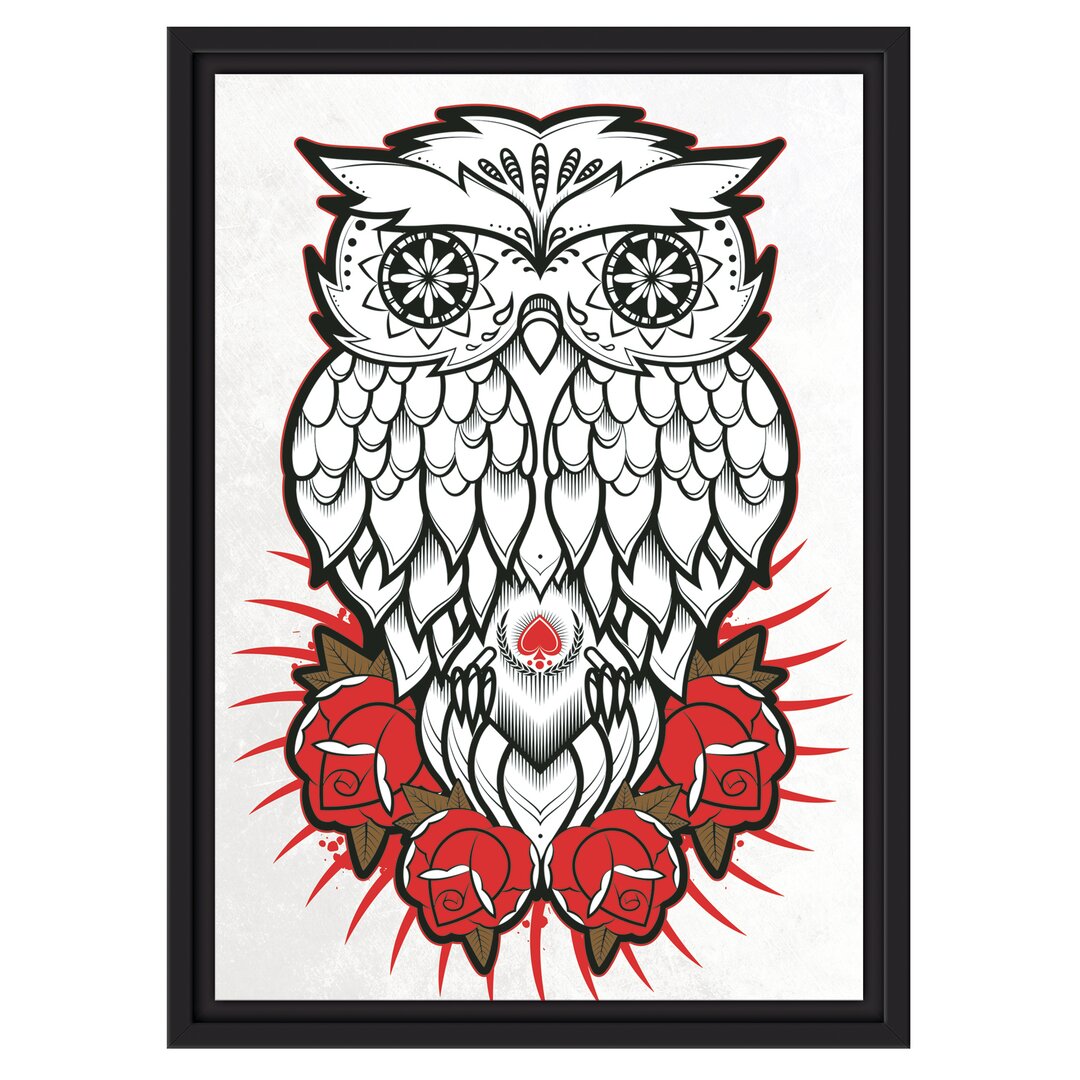 Gerahmtes Wandbild Owl white