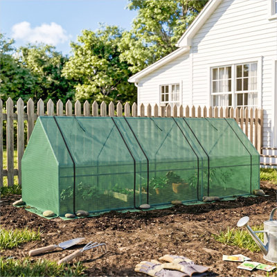 9 ft L x 3 ft W x 3 ft H Walk-In Greenhouse with Powder-Coated Steel Frame and Classic Green PE Cover
