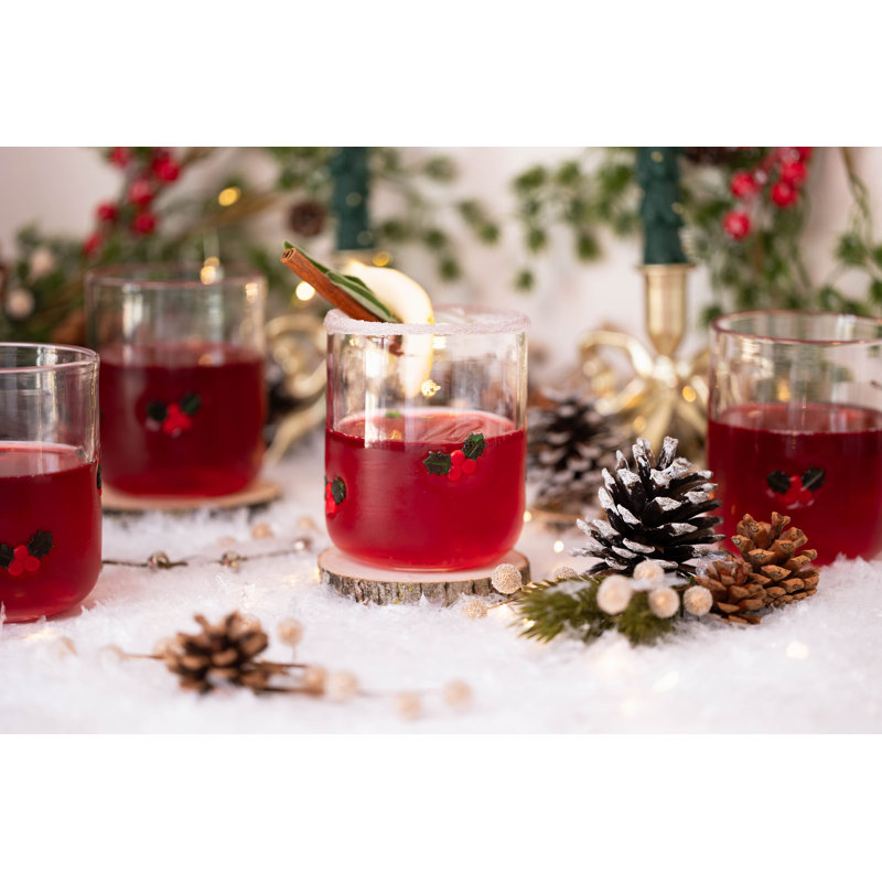 Verre Holly Leaf Icon, ensemble de 4