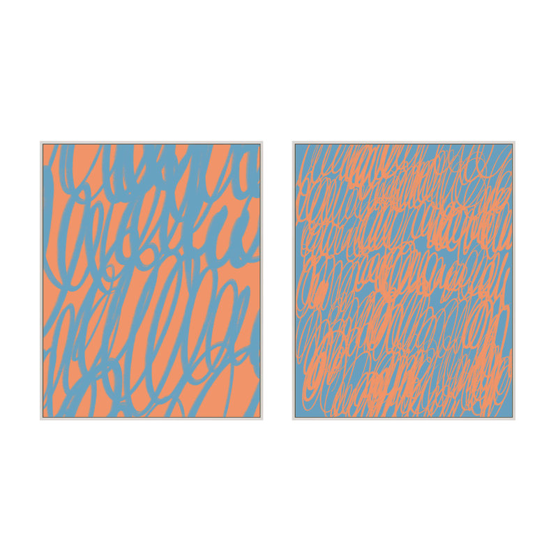 Color Squiggles Print by Jacques Pilon, White Single Structure Framed Canvas, 25" H x 40" W x 1.25" D