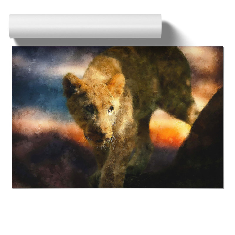 Lion Cub Painting - Frameless Print, 42cm H x 59cm W x 0.1cm D