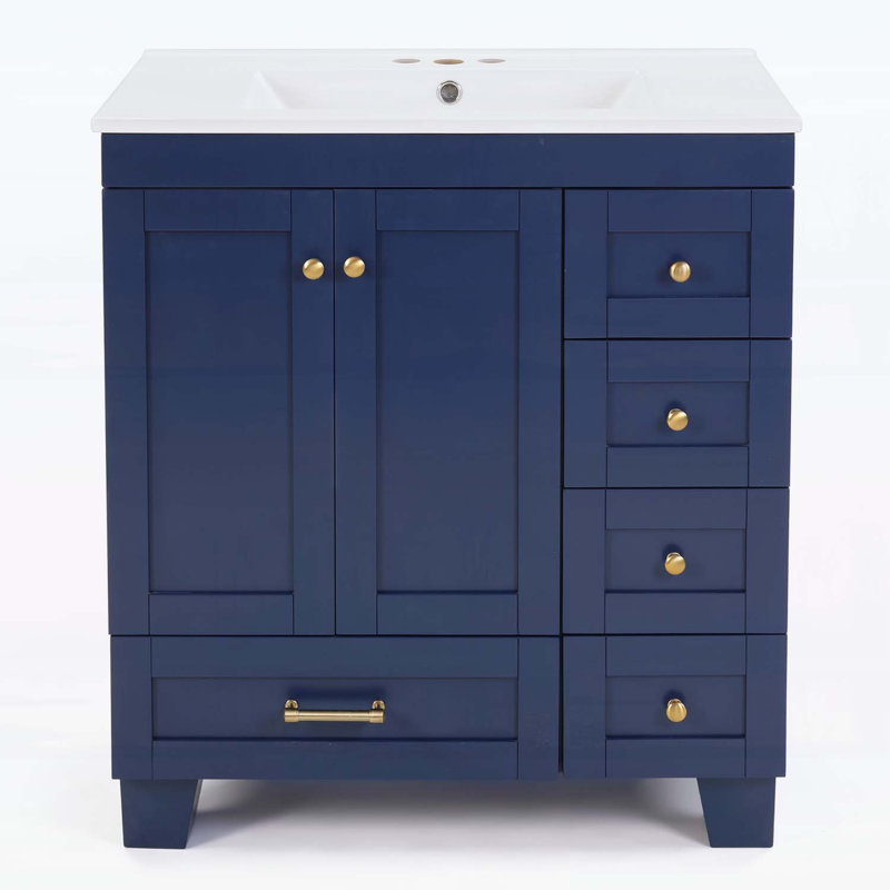 Meuble-lavabo de 30 pouces avec lavabo, pour une utilisation efficace de l'espace, Bleu