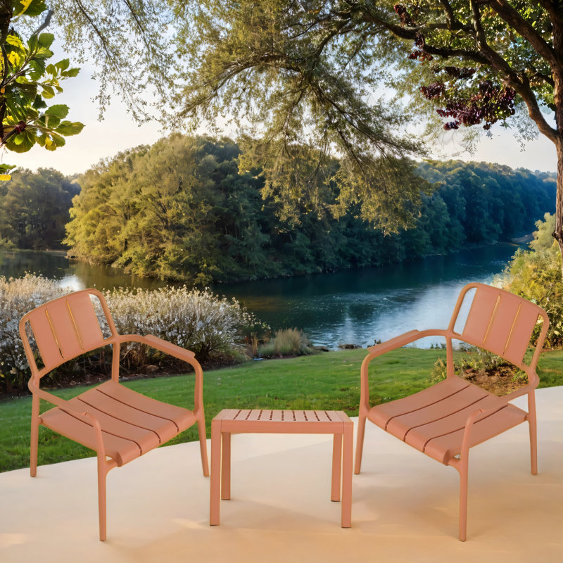 Ensemble de chaises de patio d'extérieur / d'intérieur 3 pièces, ensembles de patio en polypropylène résistants aux rayons UV et aux intempéries 