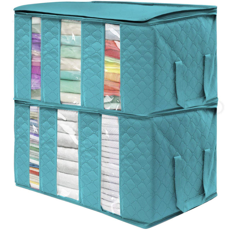 Cube ou bac de rangement en tissu pliable, Turquoise