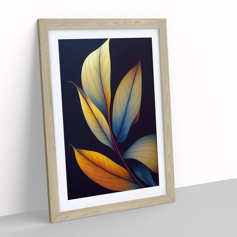 Glowing Leaves - Single Picture Frame Painting, 46cm H x 34cm W x 2cm D, Oak