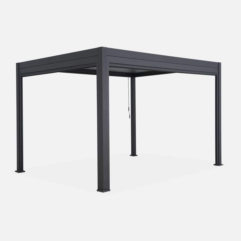 Mykya Louvered 3x4m aluminium pergola with a 3m privacy screen