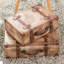 Ensemble de 2 coffres de valise en cuir de style rétro avec sangles et poignée