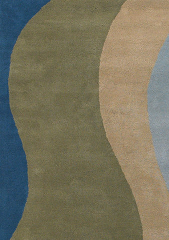 Tapis vert / brun en laine touffeté à la main Clovie, 2 pi x 3 pi