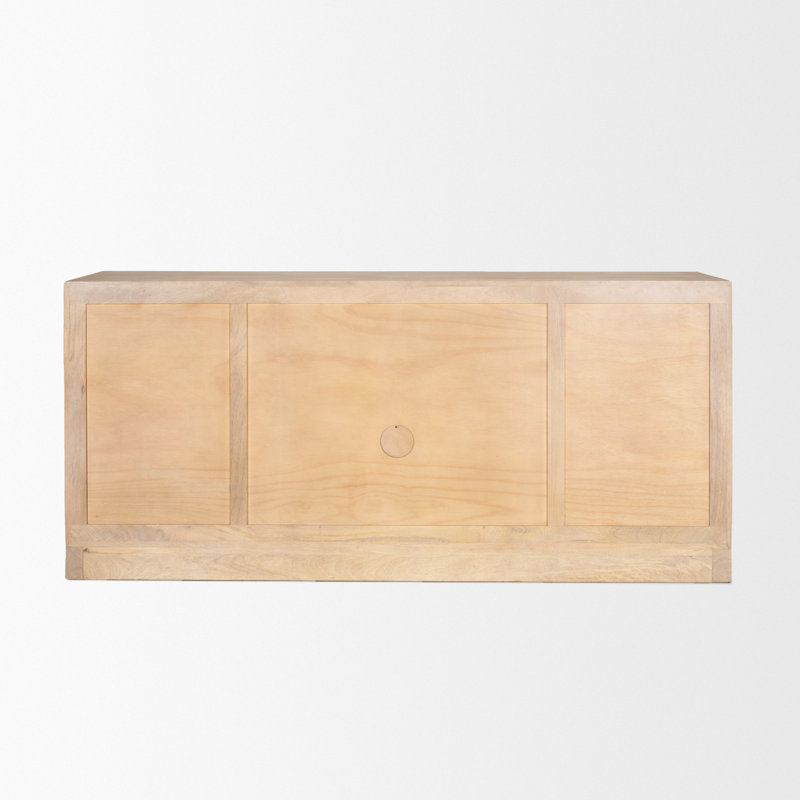Stonewall Light Brown Wood Sideboard with Glass Doors